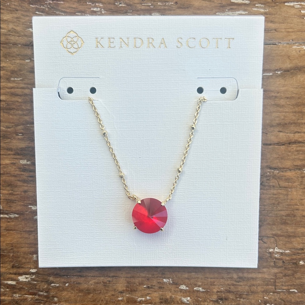 Kendra Scott Jolie Gold Chain Necklace with Red Pendant
